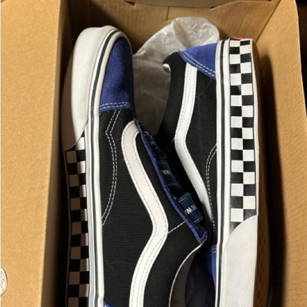 Vans Black and Blue Checkered Shoes